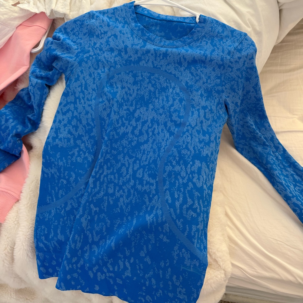 Blue Patterned Long Sleeve Top